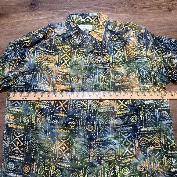 Territory Ahead Mens LARGE 100% Rayon Abstract Geometric Button Hawaiian Shirt - Picture 7 of 9